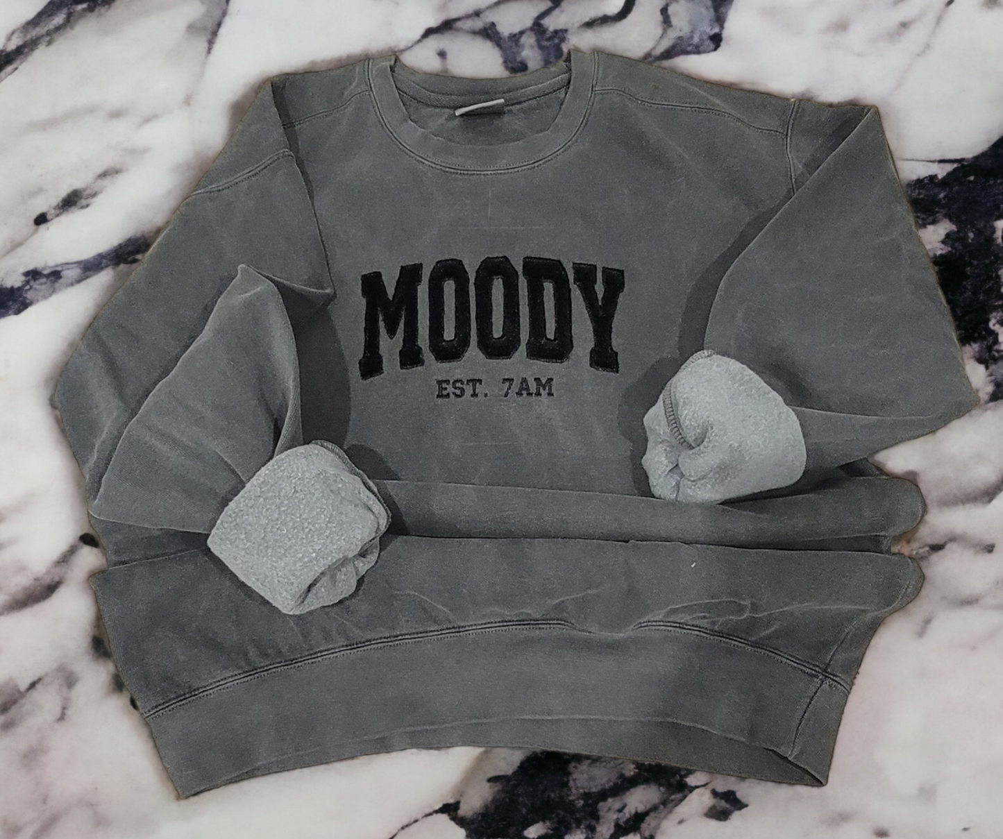 Moody Velvet Est 7 AM Embroidered Sweatshirt Fairytaleavenue