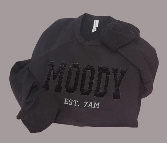 Moody Velvet Est 7 AM Embroidered Sweatshirt Fairytaleavenue