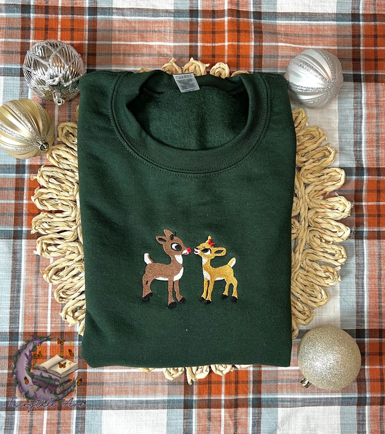 Embroidered Reindeer Christmas Shirt Fairytaleavenue