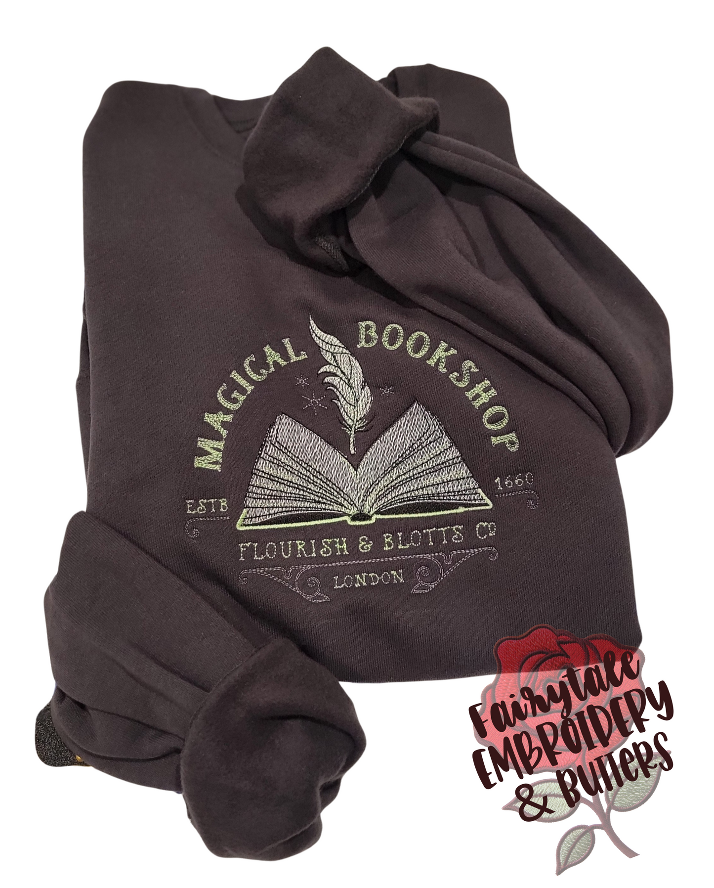 Magical Bookshop Embroidery Sweatshirt Fairytaleavenue